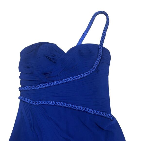 Aidan Mattox One Shoulder Draped Maxi Dress Evening Gown Royal Blue Women’s 4 - Picture 4 of 12